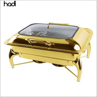 HADI 9L Gouden Chafing Dish RVS Chafing Dish Hydraulische Cateringapparatuur Buffet Warmhoudplaat voor Evenementen