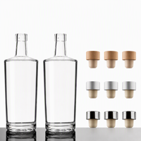 Botol Kaca Bulat Grosir 700mL 750mL untuk Wiski Gin Vodka Wine Rum dengan Sumbat, Dapat Disesuaikan