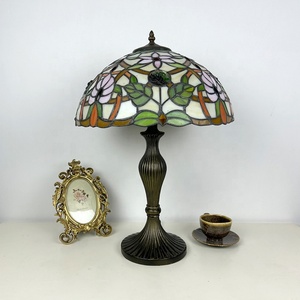 Longhuijing 16-Inch Mediterranean LED <b>Table</b> <b>Lamp</b> with Dome Stained Glass Shade Simple E26 <b>Base</b> 110-240V Living Room - Product Image 5