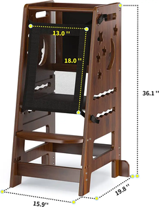 Brown Hihg Quality Materails Toddler Tower <b>Adjustable</b> Kitchen <b>Stool</b> with Chalkboard - Product Image 2