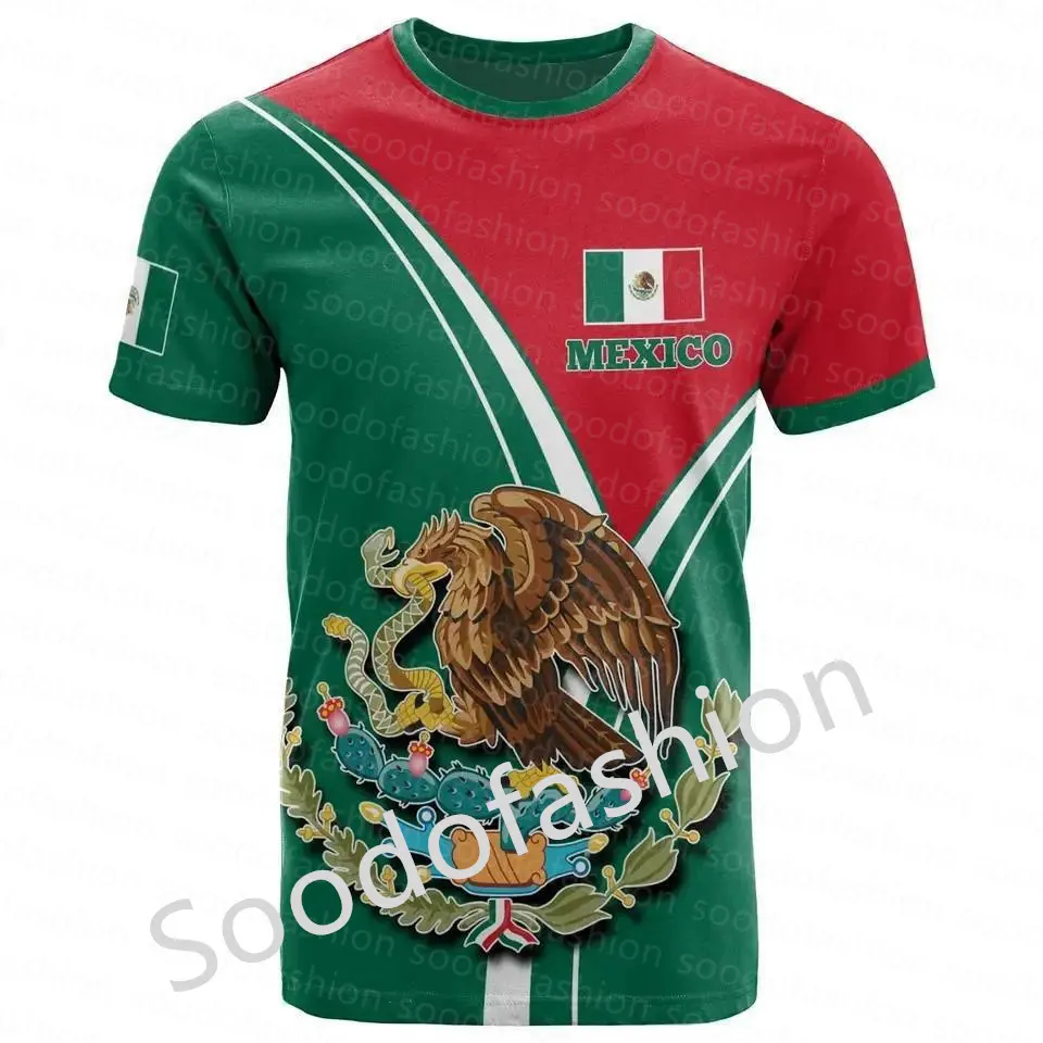 Camisetas de manga corta con estampado de águila mexicana personalizada digital 3D de la más nueva moda para hombres