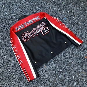 Yujia Custom Heren Oversized Chenille Borduurwerk Honkbal Brievenman Jack Leren Custom Rode Motor Jassen Varsity Jack - Product Image 4