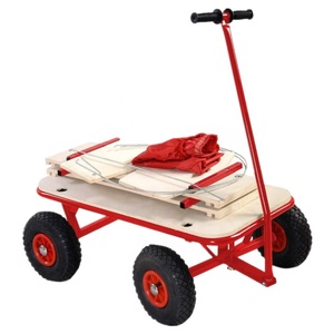 Seau en bois <span class=keywords><strong>4</strong></span> roues plage chariot chariot TC1812 en bois enfants Wagons jardin outil chariot bébé Wagon chariot - Product Image 1