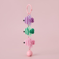 Pendentif poisson en peluche tricoté doux, style campagnard, fait main, coloré, pour sac ou porte-clés, cadeau fantaisie DIY personnalisé