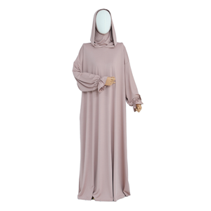 Para Habib Luxury Satin Abaya and Hijab Set Venta al por mayor Ropa islámica barata 2 piezas de elegante vestido de estilo cárdigan - Product Image 3