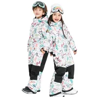 Traje de nieve con estampado personalizado para niños, chaqueta de esquí de una pieza, varios colores, diferentes diseños de dibujos animados, para exteriores