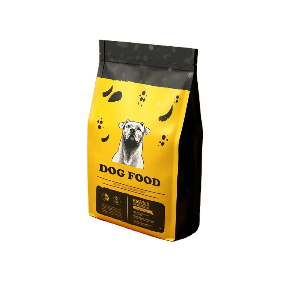 Vente en gros de sac en papier kraft pour aliments pour animaux de compagnie avec impression personnalisée Sac en papier d'aluminium pour aliments pour animaux de compagnie