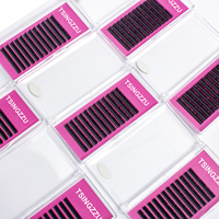 Plateaux de cils individuels personnalisés en gros, noir mat, volume PBT, extensions de cils longues naturelles faites à la main, fournitures cruelty-free