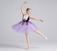 Robe de fête de Noël violet foncé Belle scène Performance longue robe lyrique filles Performance robe de danse