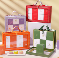 Nouveauté, boîtes vides d'emballage pour gâteau de lune faites à la main, boîte cadeau orange de luxe pour sac à main et gâteau de lune avec poignée