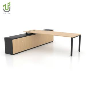 Iअल्ट्रा समकालीन एल-आकार कार्यकारी डेस्क आधुनिक निदेशक कार्यालय तालिका टिकाऊ ग्लास टॉप और धातु फ्रेम आधार के साथ - Product Image 6