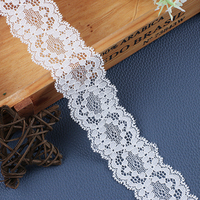 Accessoires en dentelle française élastique blanche pour col et poignets de robe, motif floral, dentelle brodée de 2-3 cm en stock