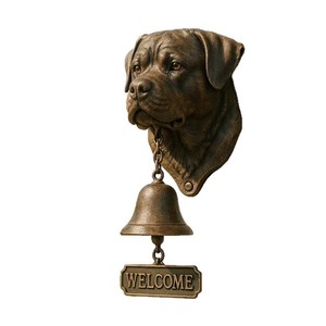 Sonnette murale vintage en résine en forme de tête de chien Bloodhound, sculpture décorative rustique pour entrée de maison de campagne - Product Image 5