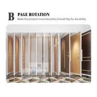 Présentoir moderne sur mesure en bois avec porte coulissante et rotative, étagères métalliques pour échantillons de carreaux de céramique et de pierre
