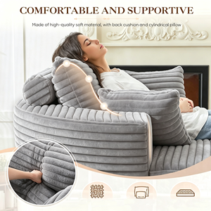 Nuevo Diseño Popular Moderno Sofá Cama de Corduroy con Compresión al Vacío, Sillón Reclinable, No Requiere Montaje, Muebles para Sala de Estar - Product Image 3