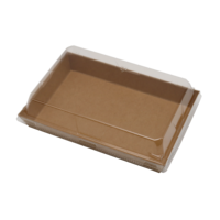 Boîte en papier kraft écologique pour animaux de compagnie couvercle recyclable UV avantage emballage de livraison de qualité alimentaire pour la stratification des aliments pour bébés Sushi Matt