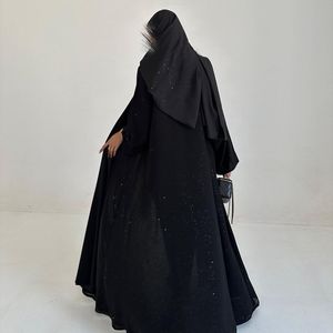 2025 clásico Abaya verano ligero fresco viaje Simple gasa con Destello fino adelgazamiento musulmán mujeres negro Abaya jalabiya vestido - Product Image 6