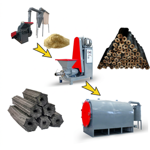 Chaîne de production de briquettes de charbon de bois carbonisé en forme de bâton hexagonal, à partir de biomasse et de sciure de bois, par extrusion à vis - Product Image 1