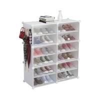Meuble à chaussures en plastique DIY, organiseur de 24 paires de chaussures, étagère à chaussures noire pour salon