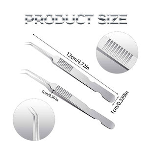 Pince à cils isolante à pointe inclinée en acier inoxydable, applicateur personnalisable pour extensions de cils, outil de beauté, prix de gros - Product Image 2