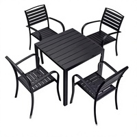 Tables et chaises d'extérieur pour salon de thé et café Courtyard, en plastique et bois, ensembles de repas pour barbecue, design minimaliste et moderne