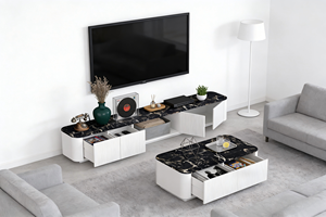 ตู้วาง<span class=keywords><strong>ทีวี</strong></span>แบบ 2 ประตู 2 ลิ้นชัก ดีไซน์ทันสมัย ท็อปหินอ่อน สำหรับห้องนั่งเล่น วิลล่า โรงแรม หรืออพาร์ตเมนต์ เพื่อความบันเทิงภายในบ้าน - Product Image 3