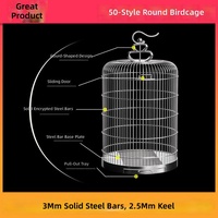 Cage à oiseaux portable en acier inoxydable 304, cage ronde pour perroquet, volière de luxe de style villa