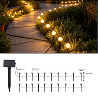 Lampes solaires à 20 LED IP65 avec globe en verre craquelé, à piquer dans le sol, guirlandes lumineuses étanches pour jardin, cour, allée, patio, décoration