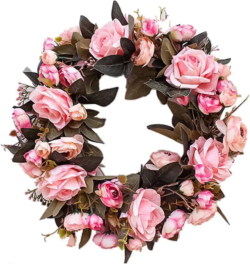 Valentinstag Hochzeit künstliche Girlande runden Rosen kranz für Haustür hängen Dekoration