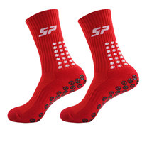 Chaussettes de football professionnelles antidérapantes en polyester/nylon à pois pour hommes, chaussettes de sport rembourrées respirantes personnalisées pour adultes, printemps