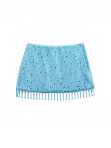 Completo Estivo Sexy da <span class=keywords><strong>Donna</strong></span>: Top Corto con Perle e Paillettes e Gonna Sopra il Ginocchio, Traspirante e Intrecciato, Ideale per Feste - Product Image 5