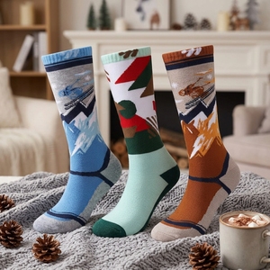 Chaussettes <span class=keywords><strong>de</strong></span> <span class=keywords><strong>ski</strong></span> en laine mérinos à motifs <span class=keywords><strong>de</strong></span> dessins animés pour enfants, chaussettes thermiques pour garçons et filles, chaussettes <span class=keywords><strong>de</strong></span> snowboard d'hiver tricotées, 2 paires - Product Image 3
