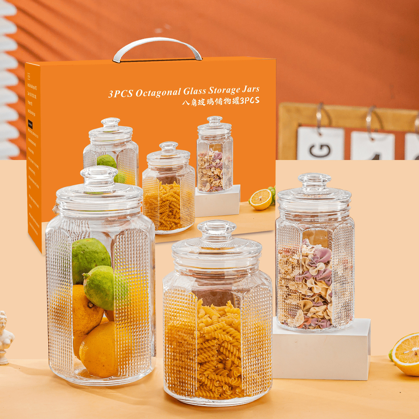 Eight-sided storage canisters-8 sets per box