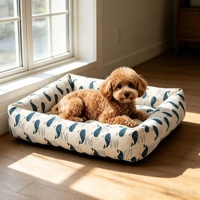 Lit pour animaux de compagnie de luxe en lin antidérapant de haute qualité, lit pour chien pliable apaisant, vente en gros pour petits animaux