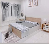 Ensembles de chambre à coucher en bois massif au design moderne personnalisé avec rangement intégré 100% sans taxe du Vietnam OEM/ODM Lit