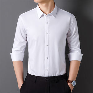 <span class=keywords><strong>Camicia</strong></span> a Maniche Lunghe da <span class=keywords><strong>Uomo</strong></span> in Tessuto Traspirante, Slim Fit, Senza Stiratura, Professionale, Formale, Bianca - Product Image 1