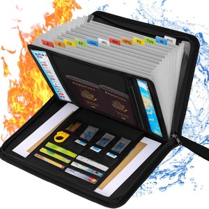 Bolsa de acordeón de cuero multifuncional Almacenamiento de documentos ignífugo e impermeable transfronterizo Portadocumentos valiosos - Product Image 5