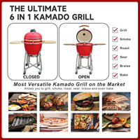 Auplex BBQ Wholesale 13-27 Inch Rotisserie Ceramic Charcoal Grill Outdoor Kamado for Marine Disposable Balcony Kitchen