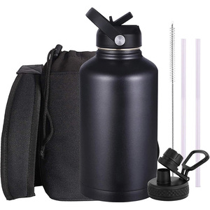 Botella de Agua Aislada de Acero Inoxidable de 64 oz (Medio Galón) con Asa de Paracord, Apta para Lavavajillas, Mantiene Bebidas Frías/Calientes, Color Azul Marino - Product Image 5