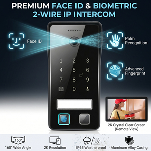 Système d'interphone IP 2 fils Hiwink, vidéophone 2K avec verre 2.5D, interphone intelligent Tuya, prise en charge de la reconnaissance faciale, déverrouillage par empreinte digitale de la paume - Product Image 6