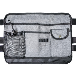 Sac de rangement gris pour fauteuil roulant, en tissu Oxford, grande capacité, avec poche en filet et fermeture à pression pour accessoires d'aide à la mobilité - Product Image 4