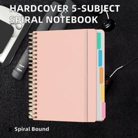 Carnet à spirale avec intercalaires amovibles et onglets, format 8,5x11, organiseur de notes 5 sujets, ligné A4, pour femmes, rose