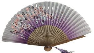 21Cm Natural Brown Bamboo Handle for Polyester Taffeta Fabric Silk Screen Pattern Custom Logo Business <b>Gift</b> Hand Fan in Stock - Product Image 6