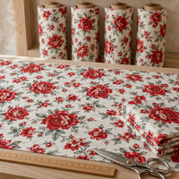 Tissu pour chemise en coton 100% écologique, peigné, tissé uni, 40S, imprimé floral rose, pour vêtements