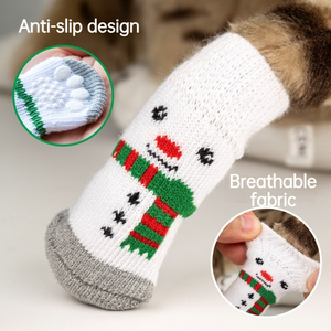 Calcetines Navideños Antideslizantes para Perros, con Diseño <span class=keywords><strong>de</strong></span> Papá Noel, Reno y Muñeco <span class=keywords><strong>de</strong></span> Nieve, Protectores <span class=keywords><strong>de</strong></span> Patas para Perros Pequeños y Medianos, y Gatos - Product Image 4