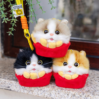 Vente directe usine : Adorables porte-clés en peluche en forme de tête de chat, porte-clés en forme de hamburger et de frites, breloques de sac