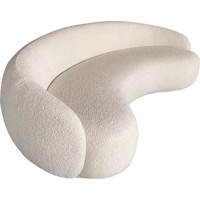 Canapé en bois et laine d'agneau de forme unique pour maisons d'hôtes, salons de beauté, réceptions – Design minimaliste, courbé, en forme de noix de cajou, mobile