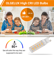 Lampe LED G9 4,8W avec driver IC, AC 220-240V, IRC supérieur à 80, large plage de température de couleur (CCT) de 2700K à 6500K, non dimmable, en céramique.