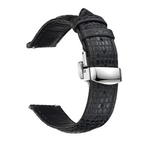 Bracelet de montre en cuir grainé de lézard de qualité supérieure avec <span class=keywords><strong>boucle</strong></span> papillon en acier inoxydable, bracelet de remplacement doux et respirant pour hommes et femmes - Product Image 4