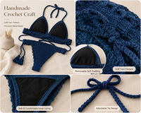 Ensemble de maillots de bain d'été 2 pièces pour femmes avec sac de plage assorti, bikini crochet bohème, tenue de plage
